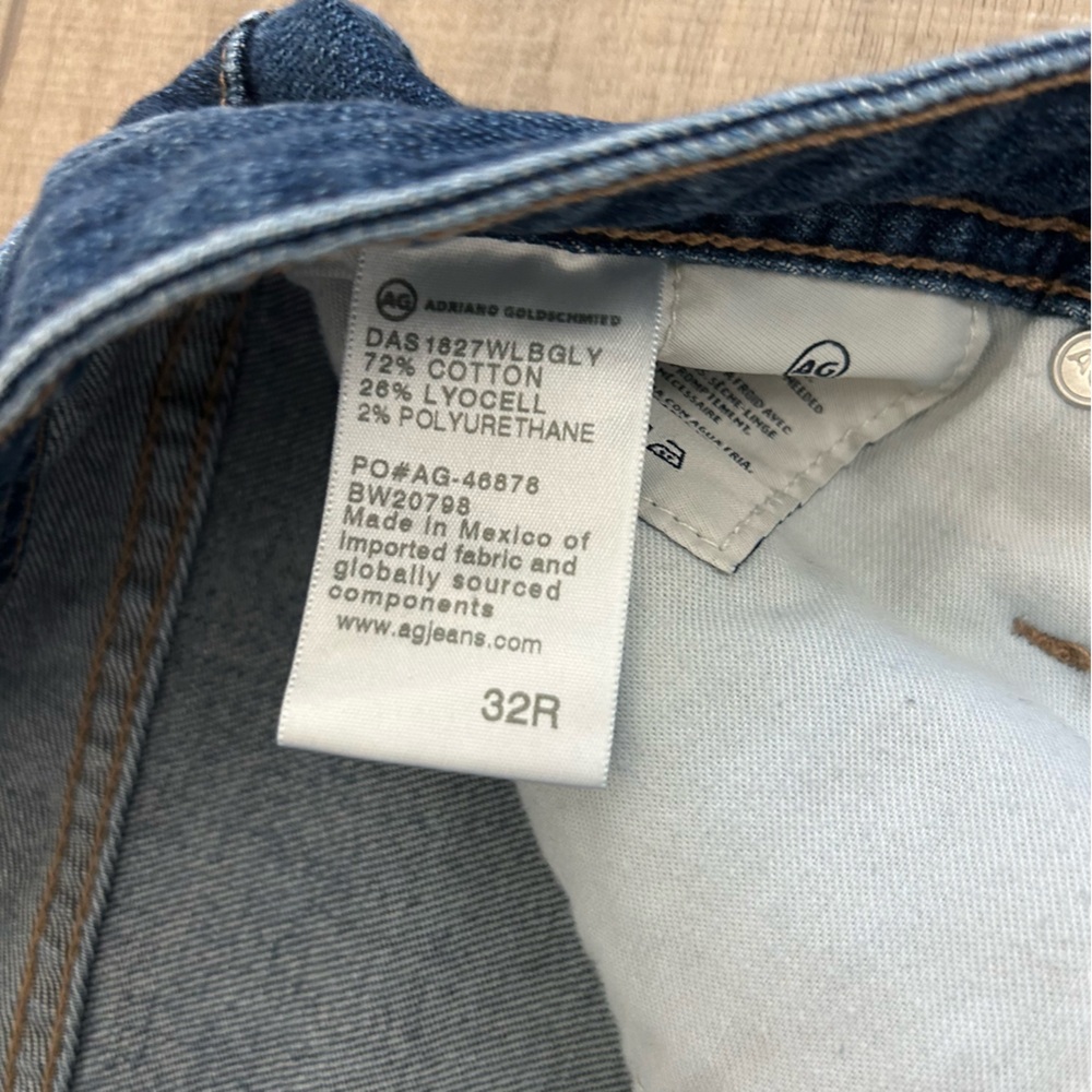 AG Adriano Goldschmied The Etta High Rise Crop Two Tone Raw Hem Wide Leg 32 Blue - Picture 7 of 10
